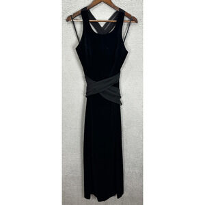 Alex Evenings Maxi Dress Womens‎ 6 Black Velvet Wrap Sleeveless Event Party Vtg